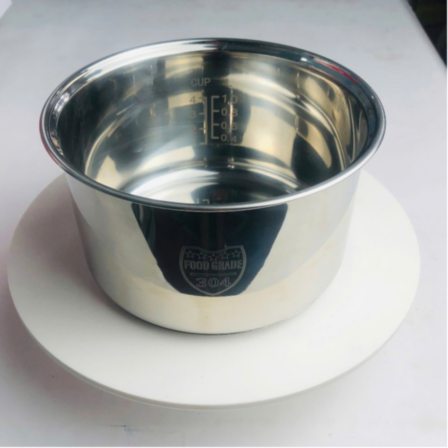 Ruột nồi cơm điện Inox 304 cao cấp có dung tích 0.8L kích cỡ 168mm x 95mm