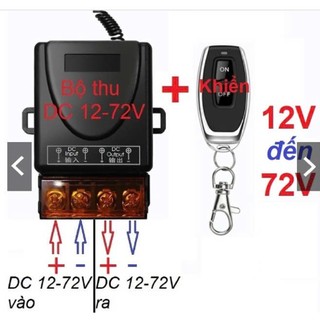 Công tắc điều khiển từ xa 12V DC-72VDC 30A tầm xa 100m có học lệnh lắp chống trộm xe máy