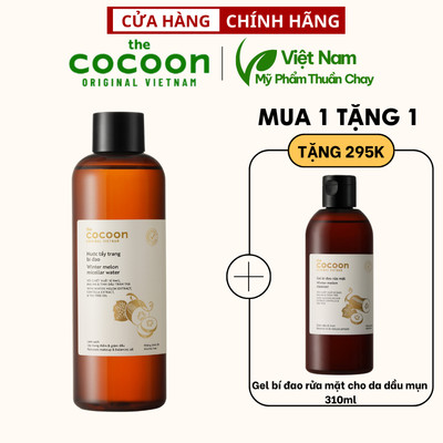 Nước tẩy trang bí đao cocoon 500ml dành cho da dầu, da mụn - Vegan Thuần Chay