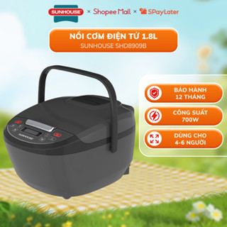 Nồi Cơm Điện Tử 1.8L Sunhouse SHD8909 & SHD8909B - Lòng Nồi 5 Lớp, Giữ Ấm 12 Tiếng - Công Suất 700W