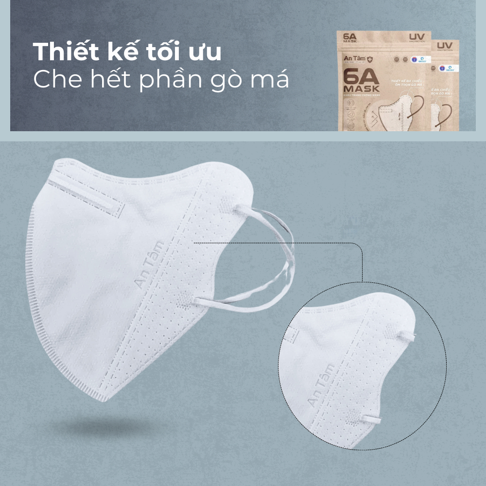 Khẩu trang 6A AN TÂM 4 lớp dày chống nắng, bảo vệ tối ưu