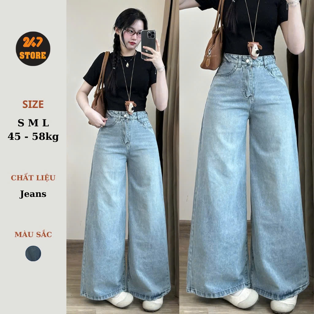 Quần Jean Ống Suông Xanh Nhạt Wash 247store Quanjean9567