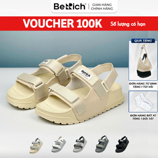 [TẶNG VỚ] Giày Sandal  Nam Nữ  BERICH Quai Ngang Màu Be Kem Siêu Nhẹ - Bền - Êm -  Dễ Thương BE977