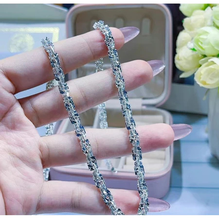 Dây chuyền bạc xoắn vuông 3li trang sức cao cấp M71