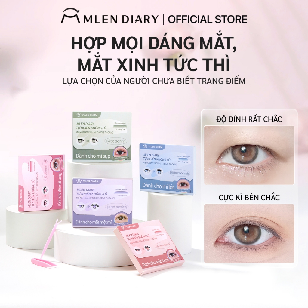 Miếng dán kích mí tàng hình MLEN DIARY phù hợp mọi dáng mắt, không lộ cả khi không makeup