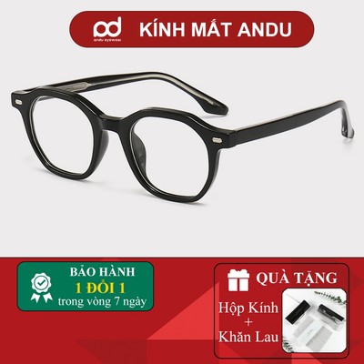 Gọng kính thời trang nam nữ ANDU chất liệu nhựa cốt kim loại dáng vuông bo tròn cổ điển 86AD18