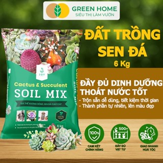  Đất Trồng Sen Đá Greenhome Soil Mix Bao 6kg Trộn Sẵn 85% Đá Khoáng Lên Màu Thoát Nước Tốt 