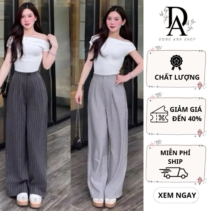 Quần Ống Rộng Cạp Liền Khuy Khoá Trước Chun Sau Tôn Dáng Vải Gold Nhật Mềm Cao Cấp dài 93cm và 100cm