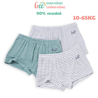Set 3 quần lót đùi bé trai Gee XÁM CHUN NHỎ, 10-75kg, quần sịp boxer vải sợi sồi mềm mịn, thấm hút, kháng khuẩn - S7