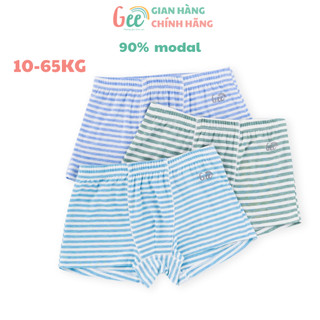  Set 3 quần chip đùi bé trai Gee lưng CHUN NHỎ KẺ XANH 10-65kg quần sịp vải sợi sồi mềm mịn thấm hút kháng khuẩn 