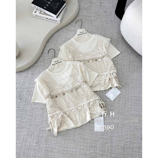 Áo len móc chocker cổ đi biển