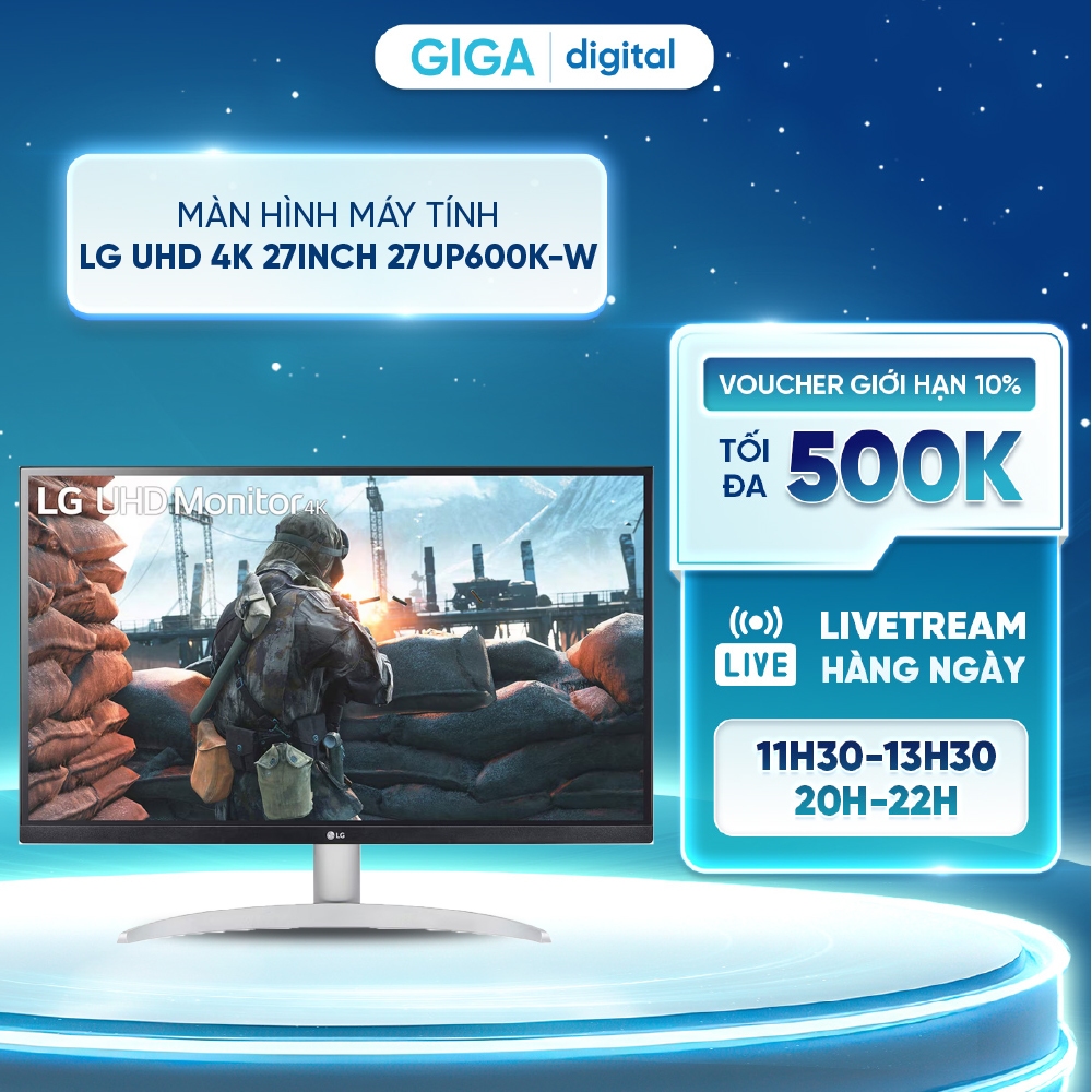 Màn hình máy tính LG UHD 4K 27" IPS VESA Display HDR™ 400 27UP600K-W - Chính Hãng