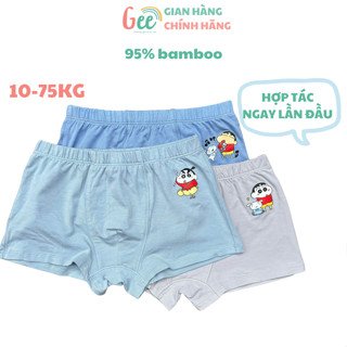 Quần lót bé trai SHIN Gee, 3 quần sịp đùi trẻ em, sx tại VN, 10-75kg, vải sợi tre siêu mềm mát, dễ chịu cho bé tập mặc