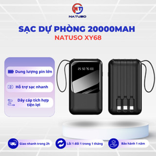 Bộ Sạc 20000mAh 10000mAh pin mini dung lượng lớn có sẵn nhiều dây sạc – Natuso XY68