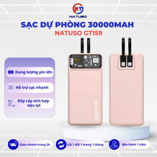 Pin Sạc dung lượng 30000mah sạc nhanh 100w có sẵn dây cho điện thoại - Natuso GT159