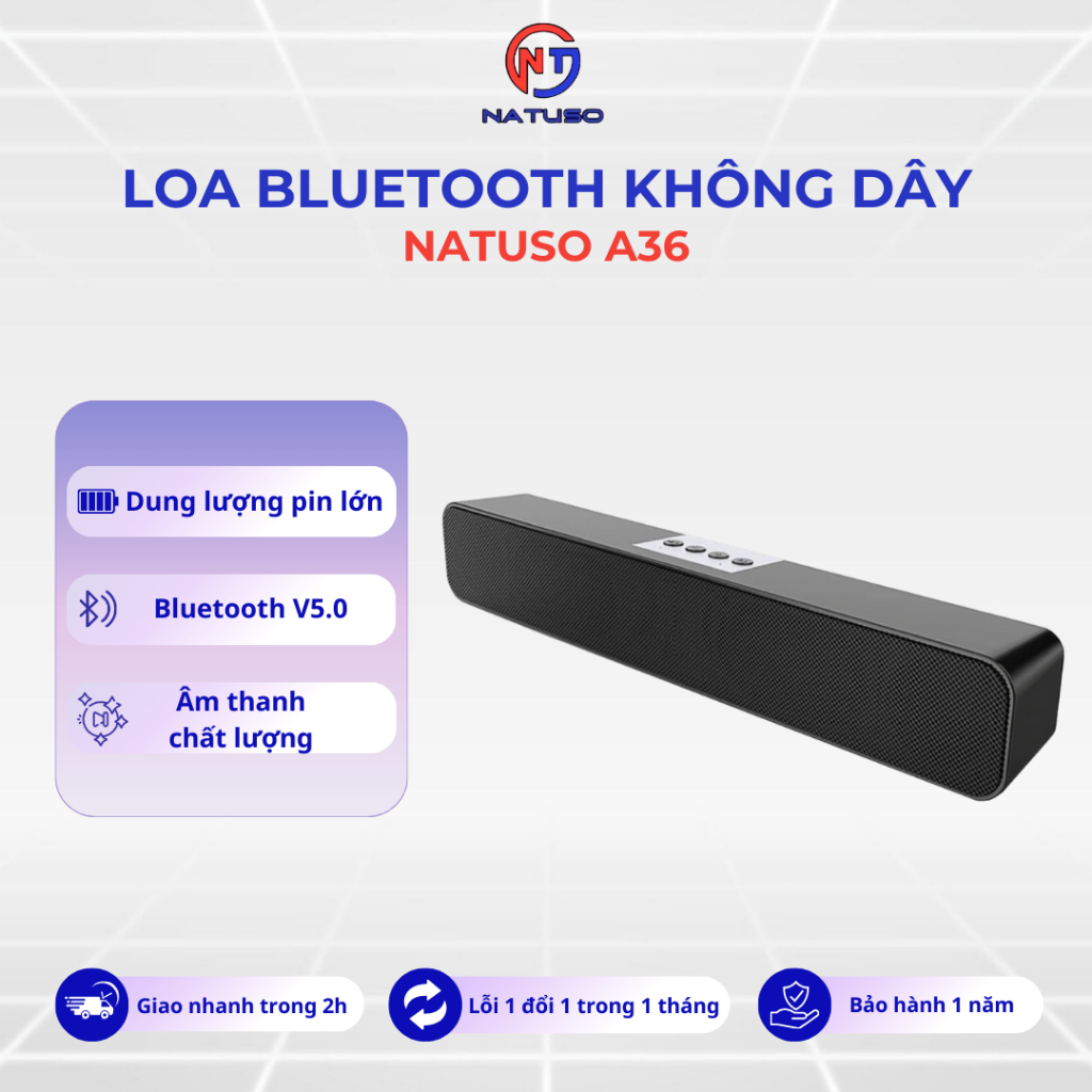  Loa Bluetooth Natuso A36 không dây nghe nhạc hỗ trợ USB và thẻ nhớ 