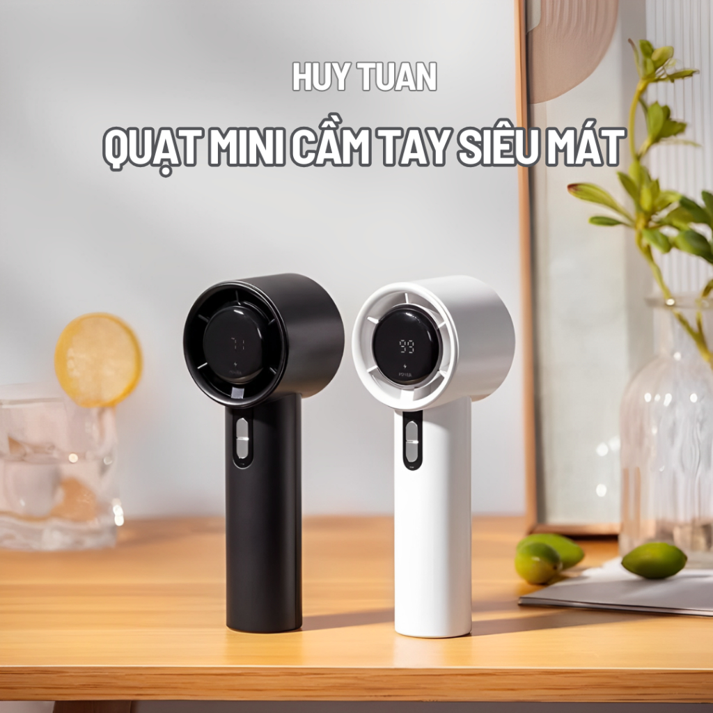  Quạt cầm tay mini tích điện siêu hot 2025 Pin trâu 3000mAH dùng 5-8 tiếng Tặng kèm dây sạc nhanh và dây treo 