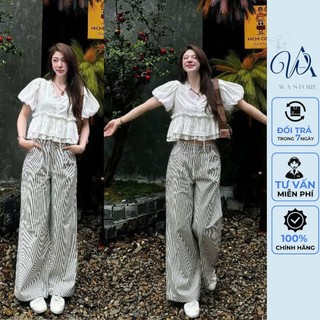  Áo Babydoll nữ tay phồng cổ V dáng rộng layer bèo Hàn Quốc hot trend 2025 