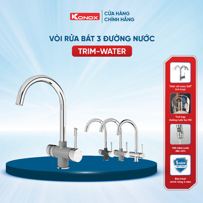 Vòi rửa bát 3 đường nước Konox Trim-Water hợp kim đồng mạ PVD 3 màu - Bảo hành 5 năm