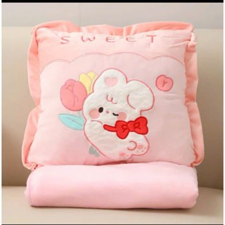 Chăn Gối Văn Phòng Hình Thú Vuông, Chăn Kèm Gối Gấu Nhồi Bông 2 trong 1 Làm Quà Tặng Tiện Lợi