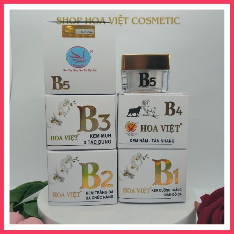 Kem Hoa Việt B1 B2 B3 B4 B5 nám,mụn,trắng da, giảm đỏ