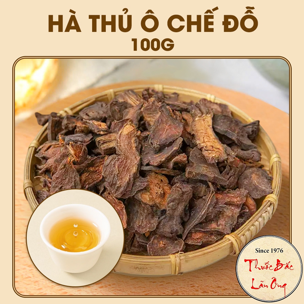 Hà thủ ô chế đỗ 100g, hà thủ ô rừng, thủ ô đỏ, thái miếng, thơm, sạch, giúp đen tóc, ngừa rụng tóc