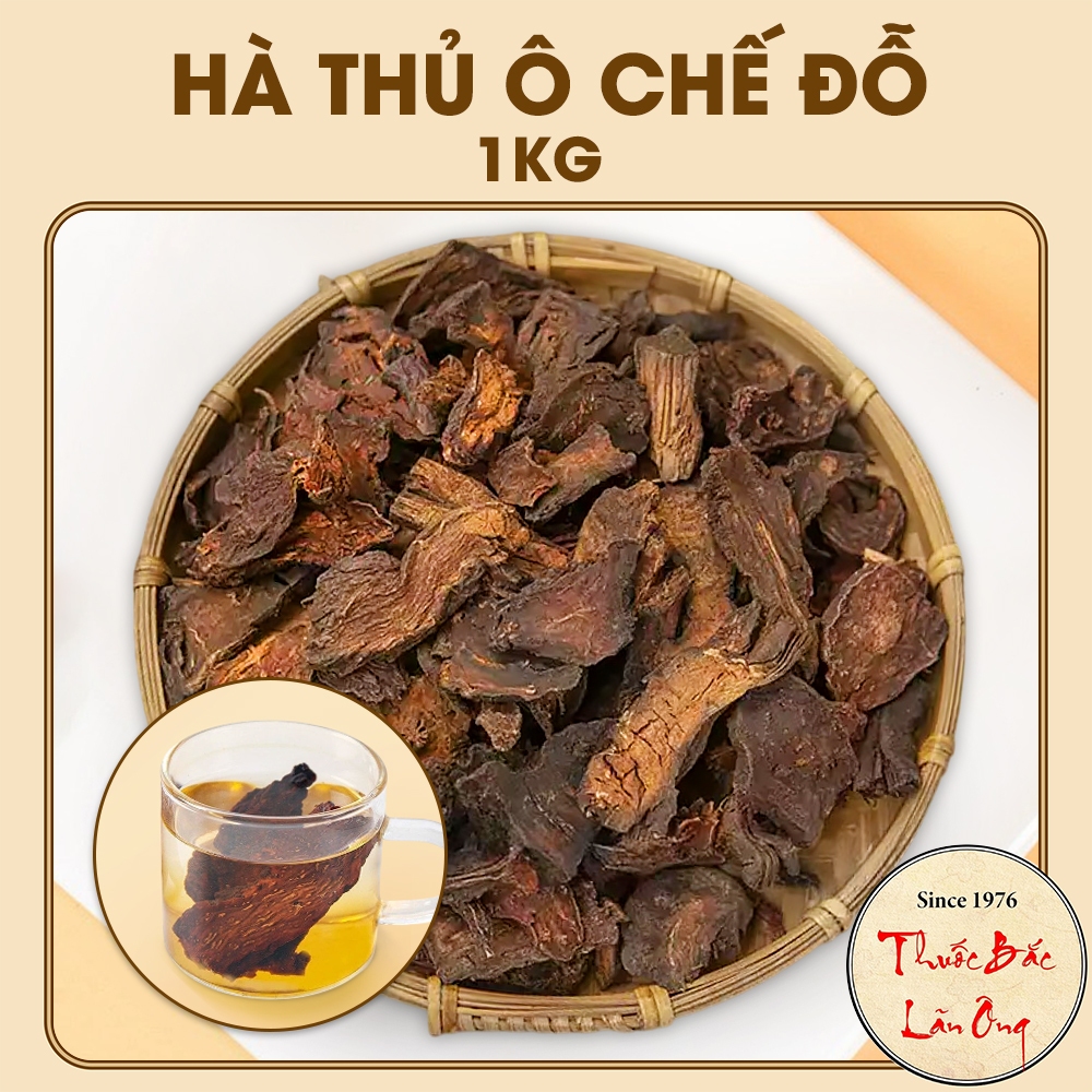 Hà thủ ô chế đỗ 1kg, hà thủ ô rừng, thủ ô đỏ, thái miếng, thơm, sạch, giúp đen tóc, ngừa rụng tóc