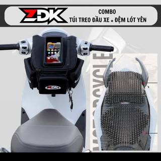  ZDK Túi Treo Đầu Xe Máy Kèm Miếng Đệm Cao Su Lót Yên Xe Êm Mông Combo Tiện Lợi Cho Shiper Phượt 