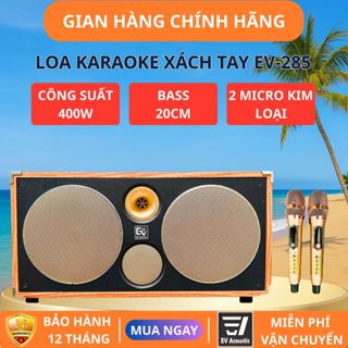 Loa Karaoke Xách Tay EV-285 | 2 Bass 20cm | Công Suất 400W | Thùng Gỗ Cao Cấp | Micro Kim Loại | Bluetooth 5.0