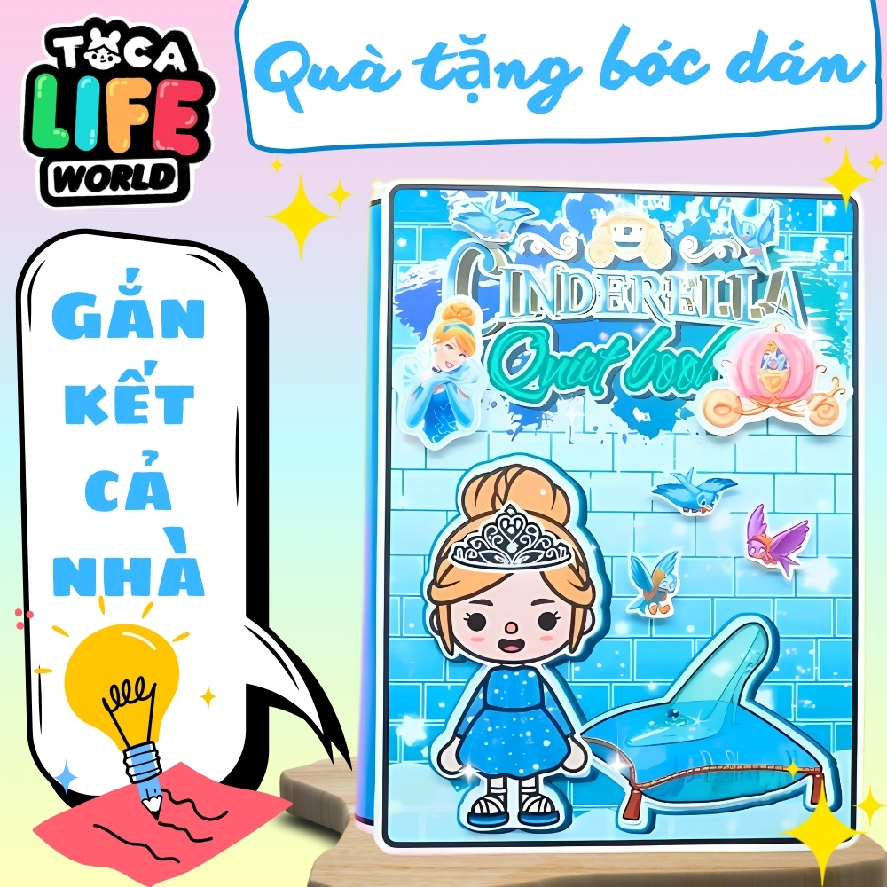 Set DIY thủ công đồ chơi giấy Tocaboca Cinderrella quiet book h23