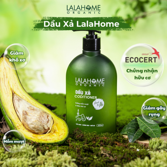 Dầu xả thảo dược, Trà Xanh, Hương Nhu, Quả Bơ LalaHome - Dưỡng tóc mềm mượt, kiểm soát dầu thừa - Chai 500ml