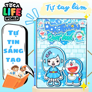 Ngôi nhà búp bê bằng giấy thủ công Tocaboca Doraemon học liệu bóc dán thông minh h25