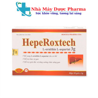 Cốm bổ gan Hepe Roxtech L-ornithine L-aspartat giảm xơ gan, men gan, nhiễm mỡ hiệu quả - 10 gói [Hepe Roxtech]