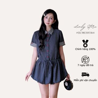 Váy liền thân cổ sơ mi thiết kế dáng bí phối nơ hông đầm kiểu nữ xinh tiểu thư Linly Store V-VB3 