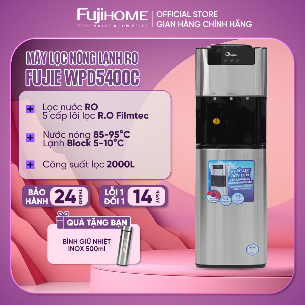 Máy lọc nước RO tích hợp nóng lạnh cao cấp 5 cấp lọc FujiE WPD5400C Nhập Khẩu