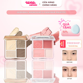 Bảng phấn bắt sáng và tạo khối 4 ô JUDYDOLL Highlight & Contour Palette trang điểm tự nhiên, lâu trôi, chống nước 9g