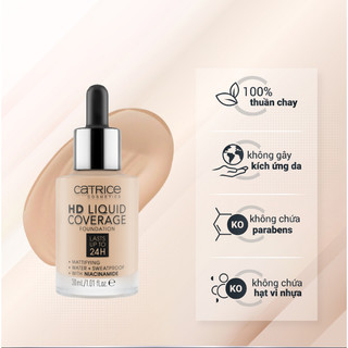 Kem Nền Catrice HD Liquid Coverage Foundation 24h màu 002 005 008 010