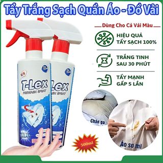 Xịt Tẩy Trắng Quần Áo Chính Hãng T-Lex 500ml Tẩy Mốc, Ố Vàng, Ố Bẩn, Lem Màu, Tẩy Trắng [Kèm Vòi Xịt]