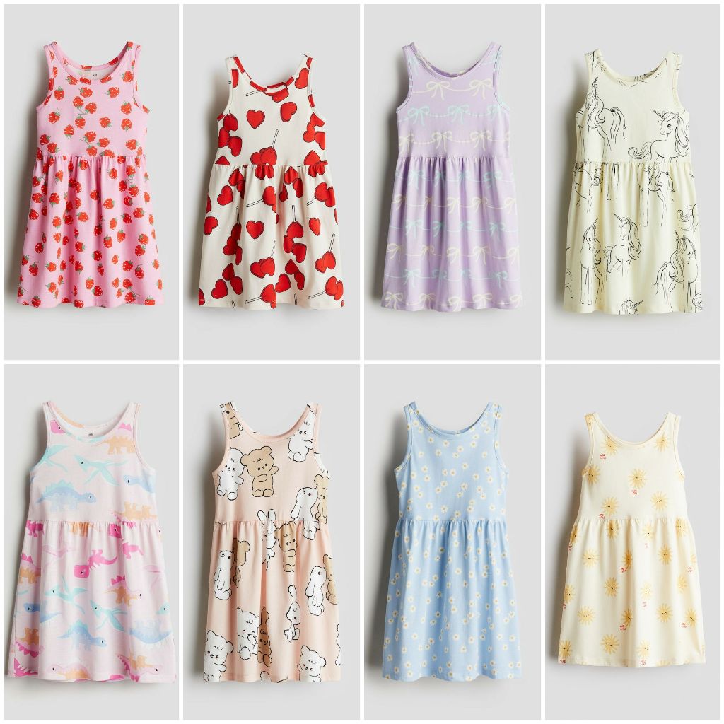 [có sẵn] Váy sát nách butterfly xanh navy unicorn tim HM H&M_Hàng chính hãng authentic