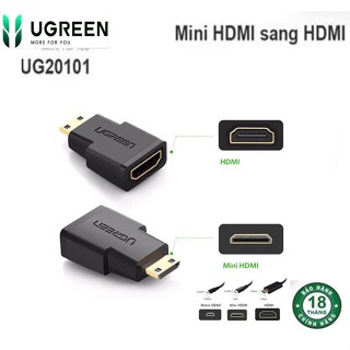  Đầu chuyển đổi Mini HDMI to HDMI Ugreen 20101   Adapter Mini HD Male - HD FeMale  Cao cấp 