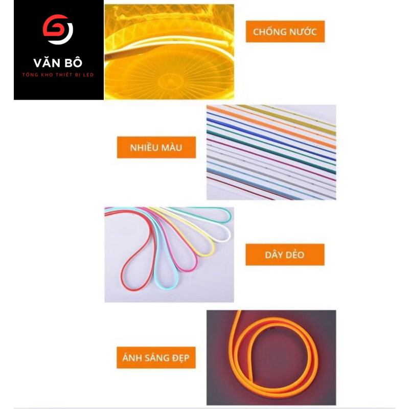 Cuộn 5m Dây LEd Neon 12V - uốn hình, uốn chữ đèn neon, ( Không có keo )