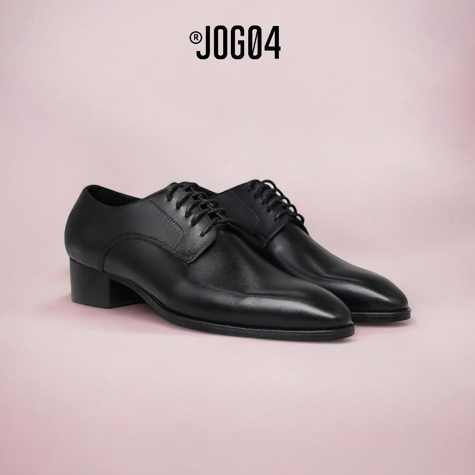 Giày Derby HH2 - JOG04 , thiết kế High heel hiện đại , da bò mộc , đế phíp gỗ cao 4,5cm ( HH2 )