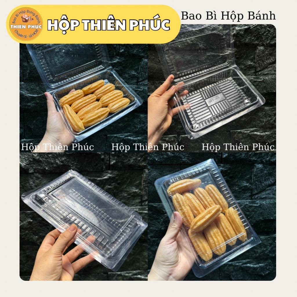 100 Hộp H25 chữ nhật đựng bánh su kem - Hộp H25 đựng bánh su tròn - đựng trái cây gọt sẵn - Hộp đựng