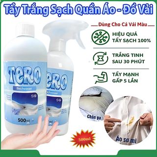 Xịt Tẩy Trắng Quần Áo Chính Hãng TERO 500ml Tẩy Mốc, Ố Vàng, Ố Bẩn, Lem Màu, Tẩy Trắng [Kèm Vòi Xịt]
