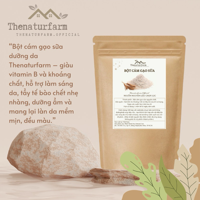 Bột cám gạo sữa nguyên chất Thenaturfarm [ 100GR ] hỗ trợ dưỡng ẩm, trắng da, tẩy da chết, thu nhỏ lỗ chân lông.