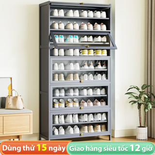 MIC Tủ giày bằng tre với nắp tủ kính acrylic giá để giày hiện đại tủ giày cửa lật tủ gỗ trưng bày