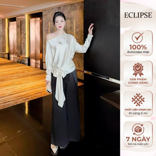 Áo lụa lệch vai buộc nơ eo Philippa Eclipse Clothing