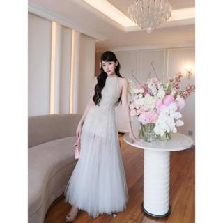 Váy yếm ren lông phối lưới KHANHTHU