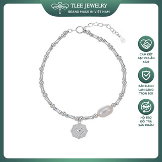 Lắc tay bạc nữ TLEE, vòng tay đốt trúc mix charm trái tim hoa kết nữ tính TLEE JEWELRY LT0298
