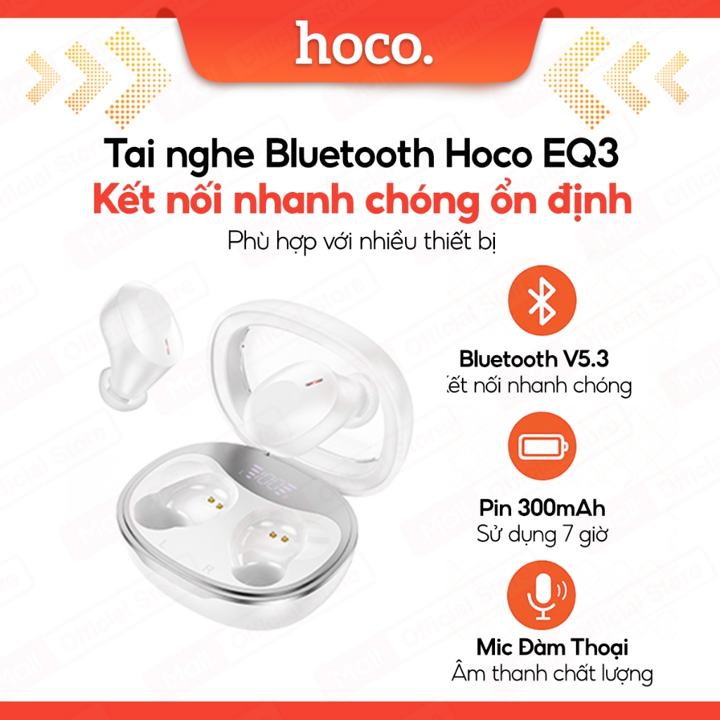 Tai nghe Bluetooth V5.3 Hoco EQ3 - Âm thanh sống động, Giá tốt ,sử dụng liên tục 7 giờ, pin 300mah